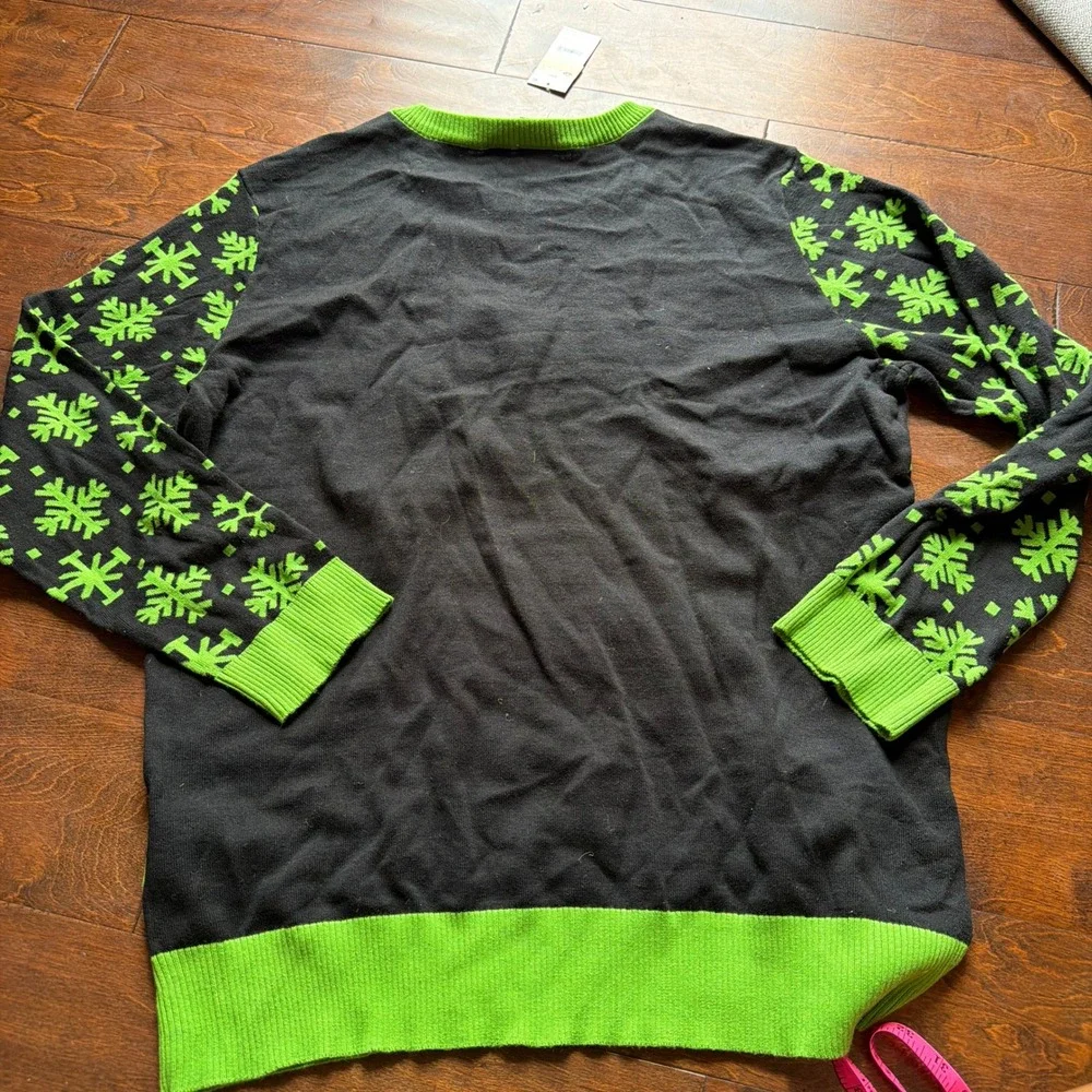 Dr. Seuss The Grinch Christmas Sweater Mens XXL Black Green Holiday Crew Neck